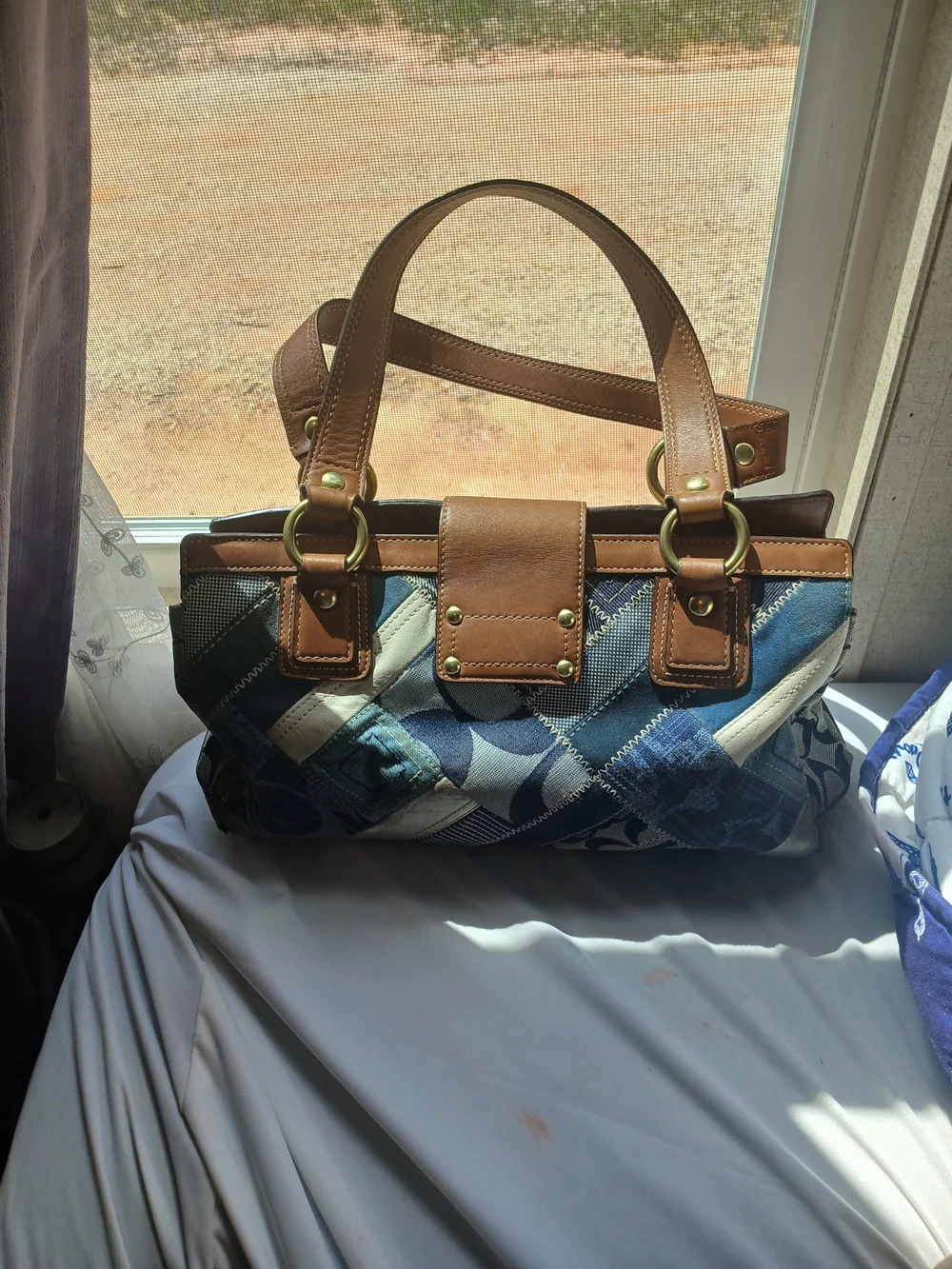 Coach patchwork Denim & Tan Leather Shoulder Bag - Picture 2 of 5